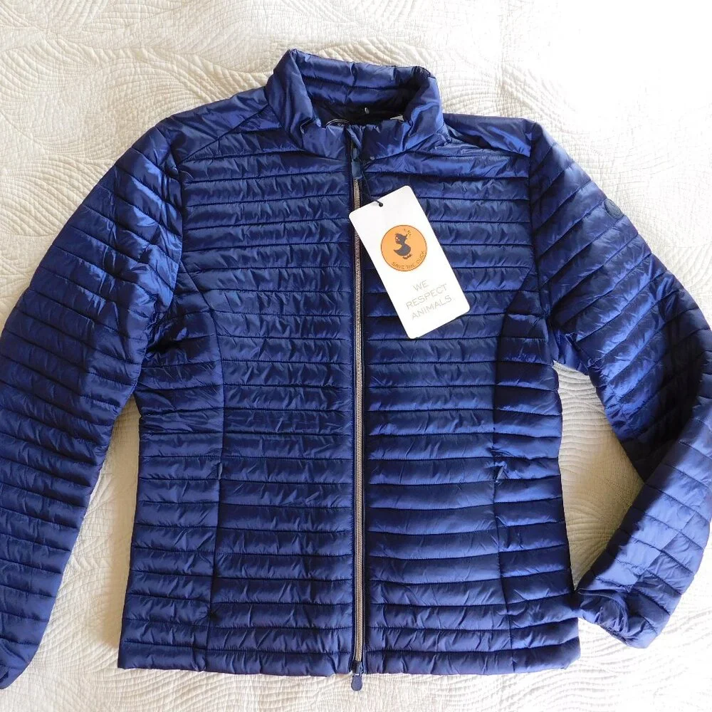 NWT Save The Duck Iris NLA Carly style navy Plumtech vegan down puffer jacket M - Picture 3 of 16